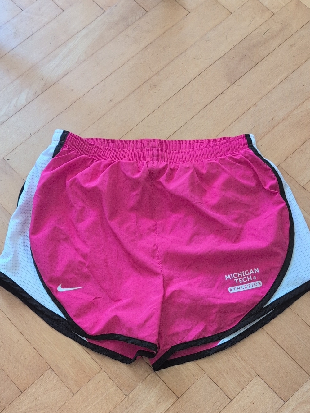 Nike Women's Hot Pink Michigan Tech Athletic Shorts with White Panels Size S